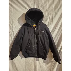 Bernie Jacket Coat Hooded XL Workwear Black Canvas Work Used But Still Stiff